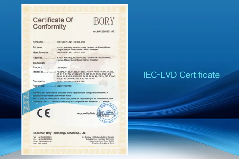 IEC-LVD Certificate of LedInCloud Products