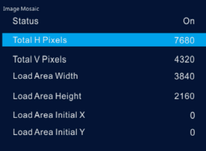 NovaPro UHD Jr Image Mosaic Settings