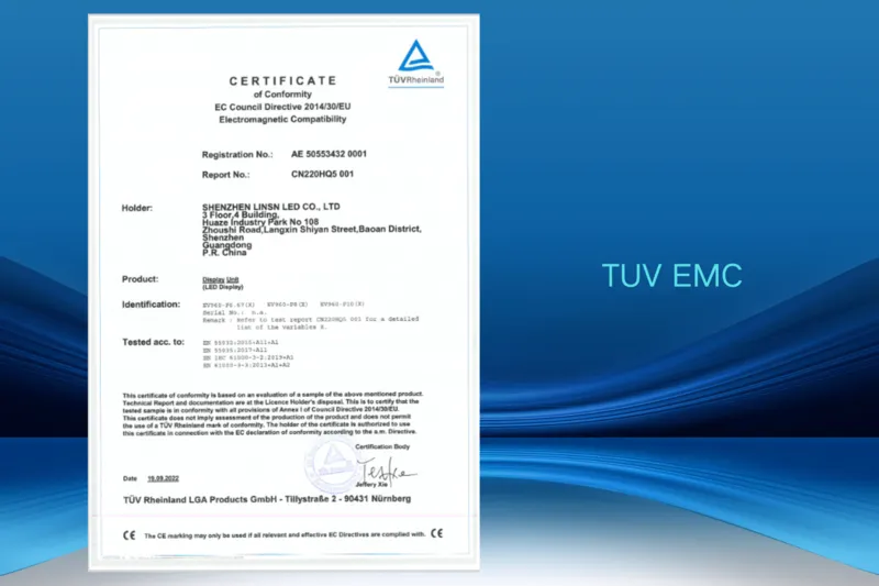 TUV EMC of LedInCloud Products