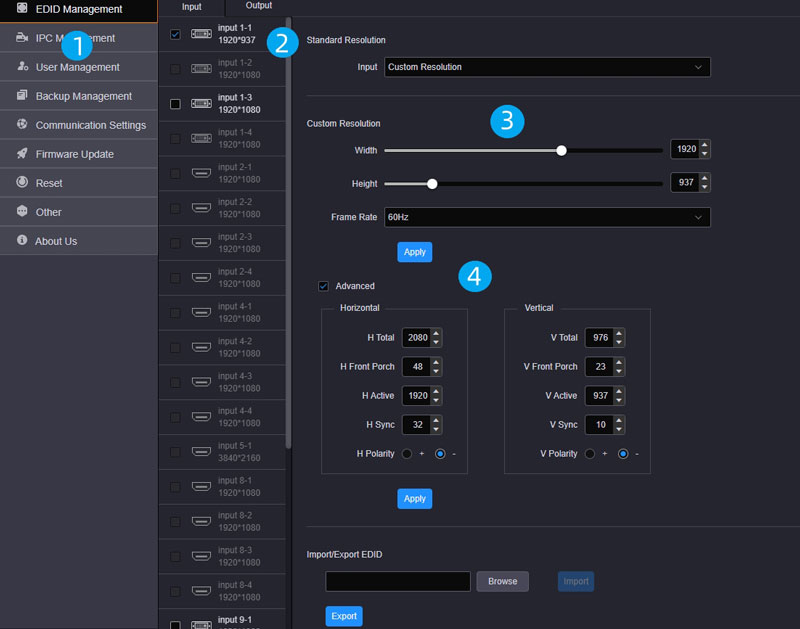 Novastar H2 Setting Input and Output Resolutions