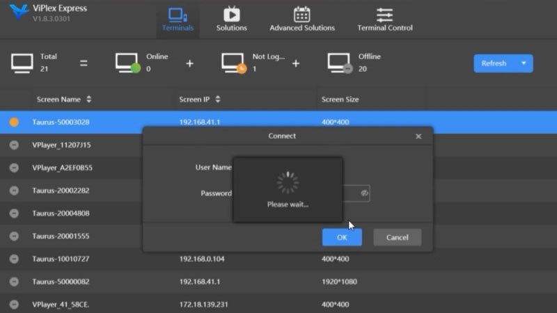 Viplex Express Novastar Log in to the Taurus Device