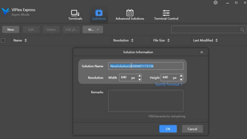 Viplex Express Modify the Name and Resolution