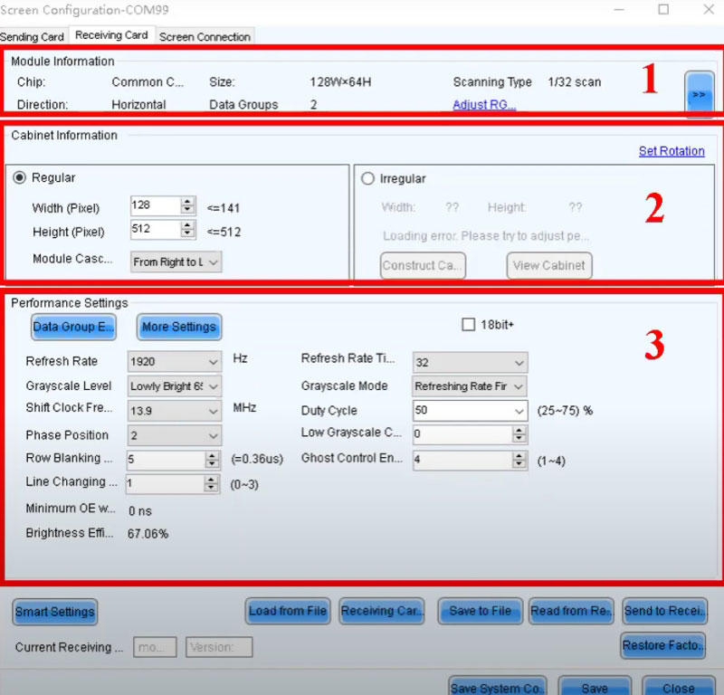 NovaLCT Receiving Card Settings