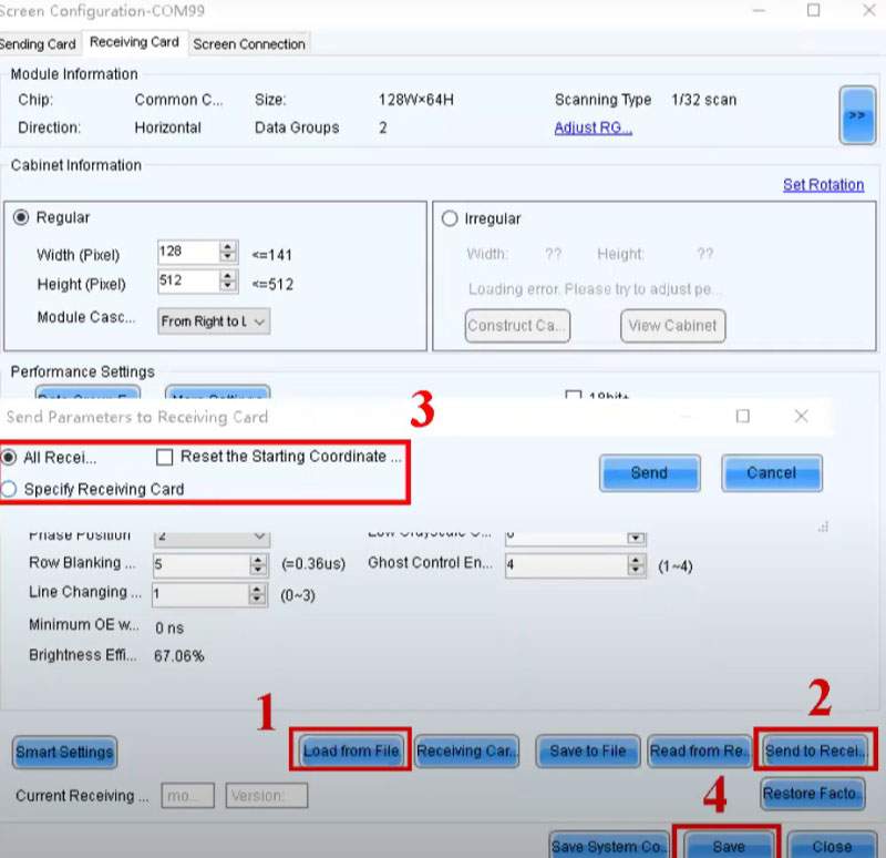 NovaLCT Receiving Card Settings