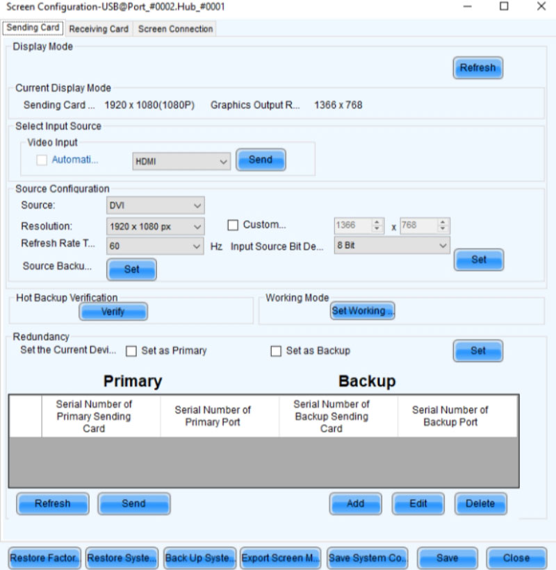 NovaLCT Screen Configuration Interface