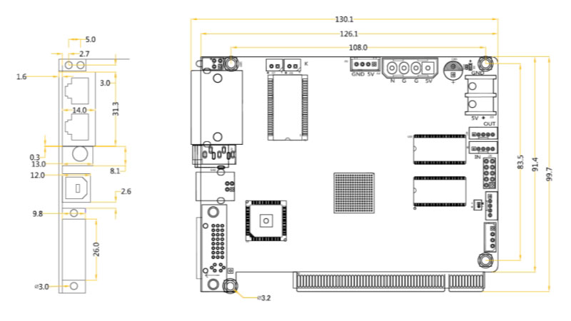 Sending Card Novastar MSD300 Dimensions