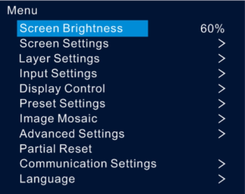 VX16s NovaStar Bightness Setting